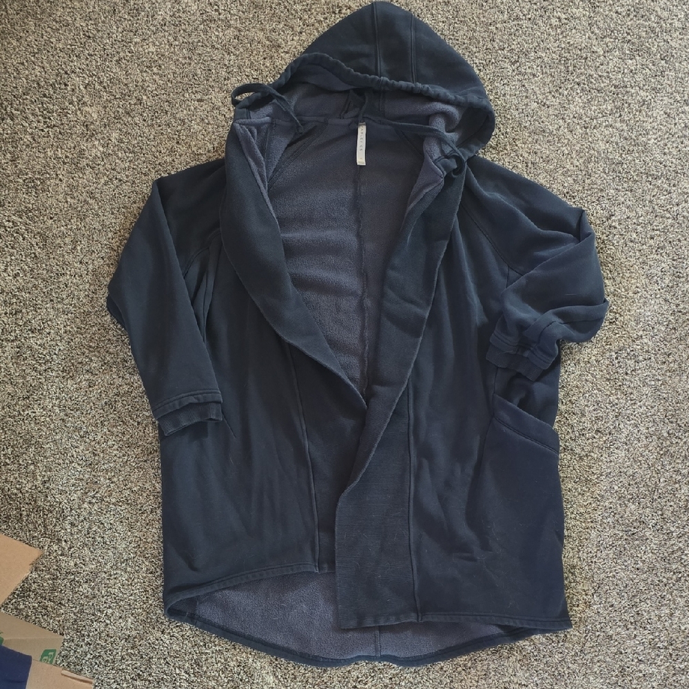 Fabletics Cozy Navy Hooded Open Cardigan